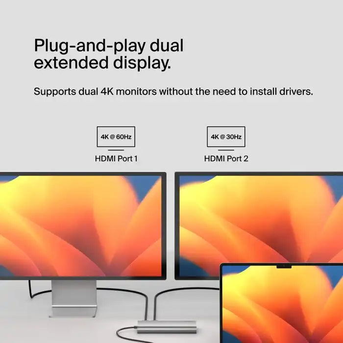 Belkin 8-in-1 Connect Universal USB-C Dual Display Core Hub - INC015btSGY