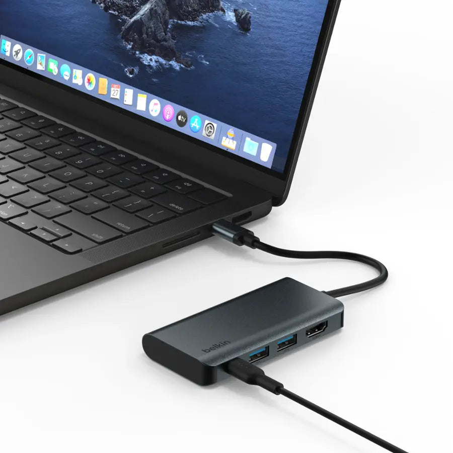 Belkin 4-in-1 Connect USB-C Multiport Adapter - AVC019ttDG-RL - Dark Gray