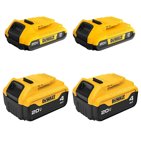 Dewalt 20V MAX Lithium Ion Batteries - 2Ah / 4Ah - 4 Pack - DCB324-4