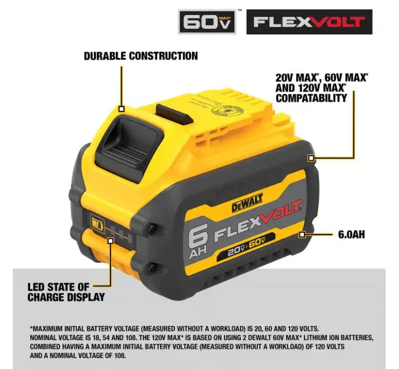 Dewalt 20V / 60V MAX FlexVolt Lithium Ion Battery - 6Ah - 2-Pack - DCB606-2