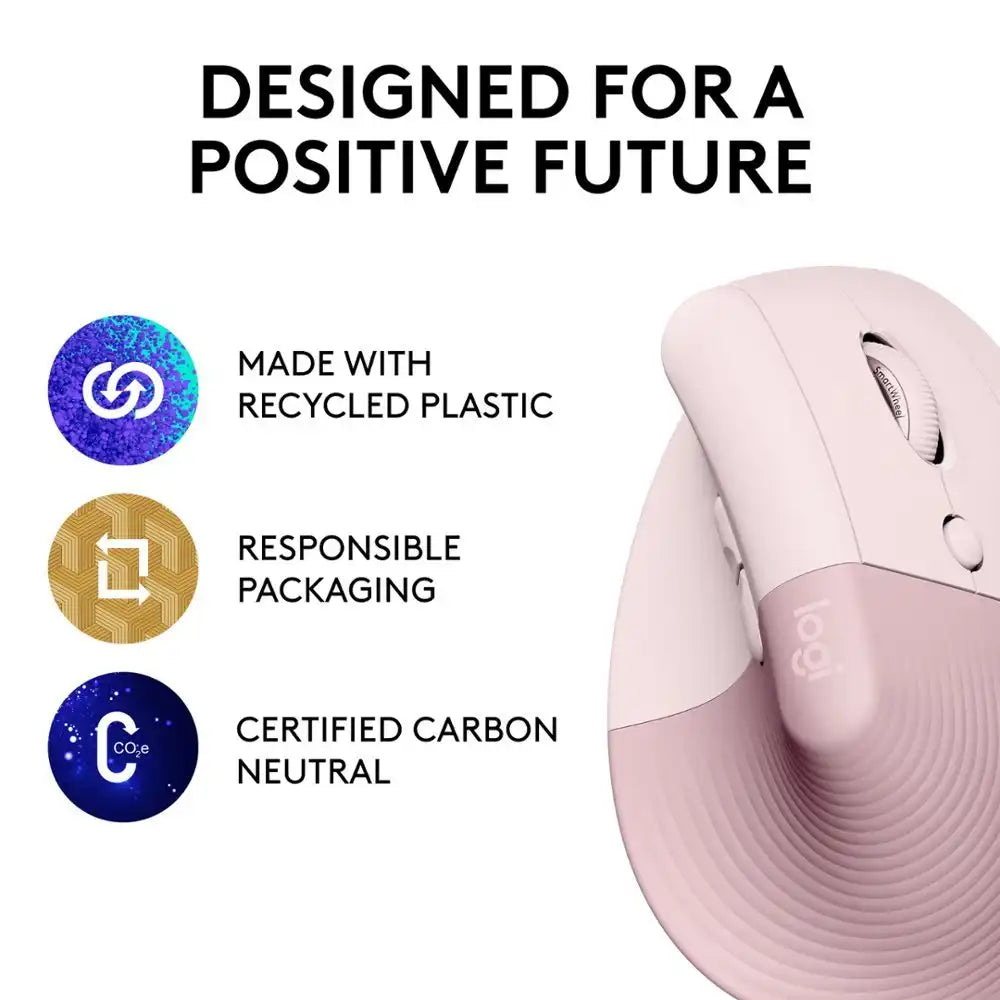 Logitech LIFT Vertical Wireless Ergonomic Mouse - Rose