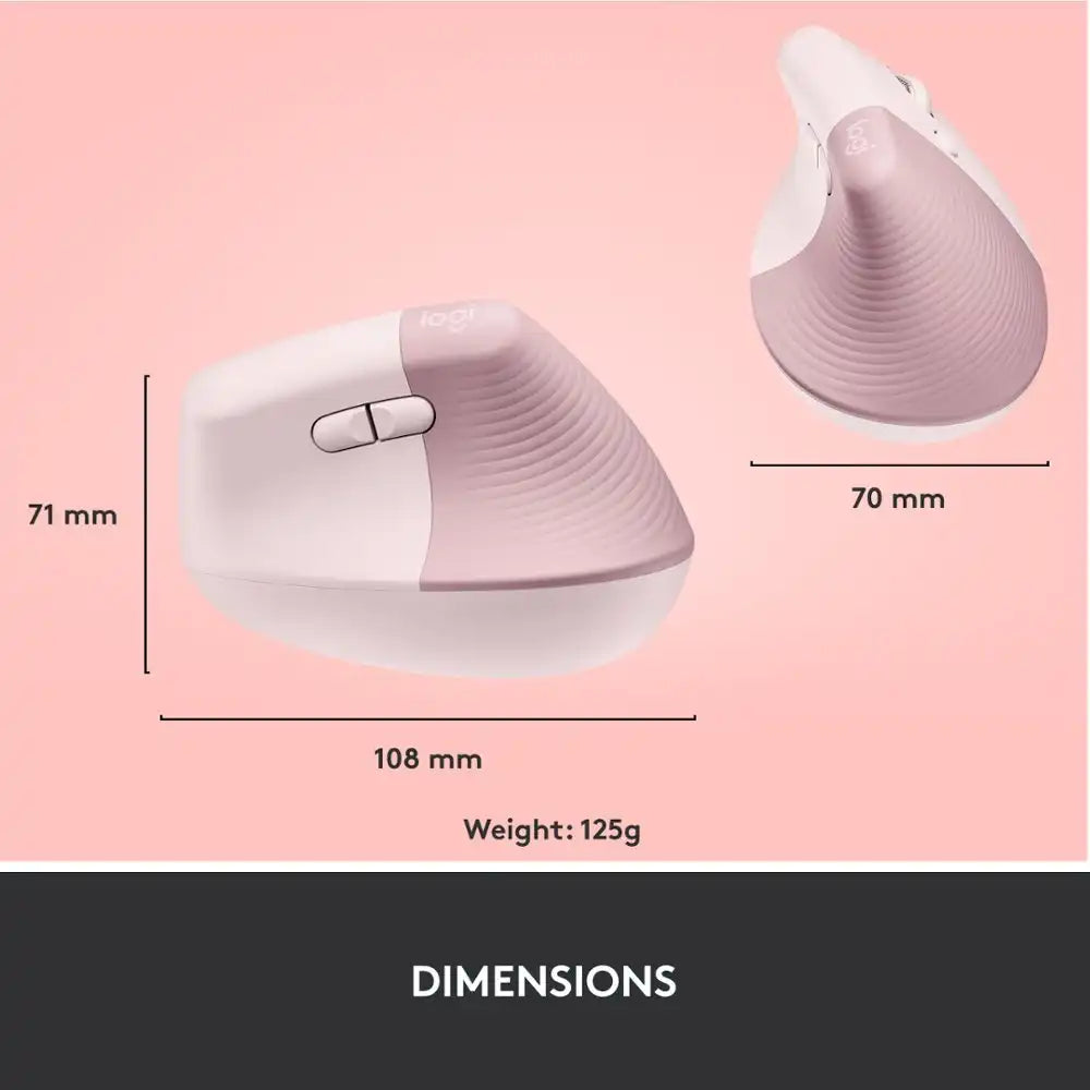 Logitech LIFT Vertical Wireless Ergonomic Mouse - Rose