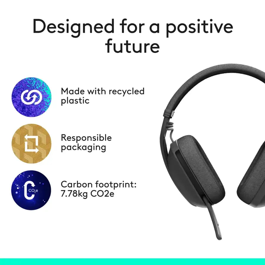 Logitech Zone Vibe 100 Wireless Bluetooth Over-Ear Headphones - Graphite - 981-001256