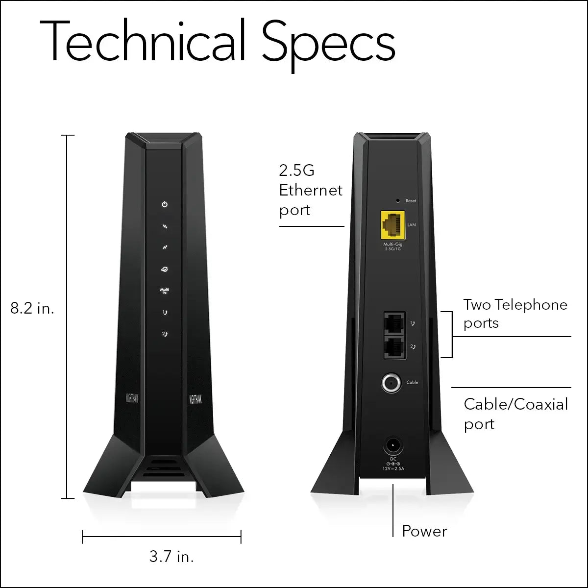 Netgear CM2050v Nighthawk Multi-Gig 2.5Gbps Cable Modem for Xfinity Voice - DOCSIS 3.1