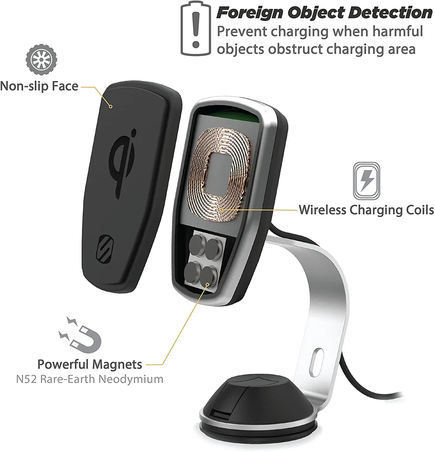 Scosche MagicMount Qi Wireless Charging Magnetic Mount - For Mobile Devices - MPQOHM-XTSP