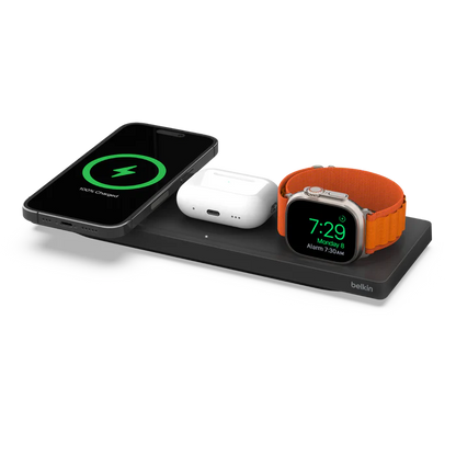 Belkin Boost Charge Pro 3-in-1 Wireless Charging Pad with MagSafe - WIZ016ttBK - Black
