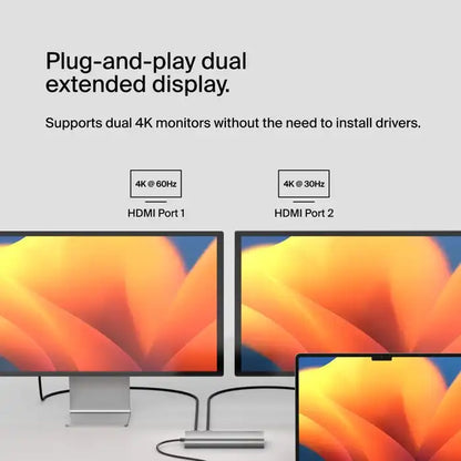 Belkin 8-in-1 Connect Universal USB-C Dual Display Core Hub - INC015btSGY