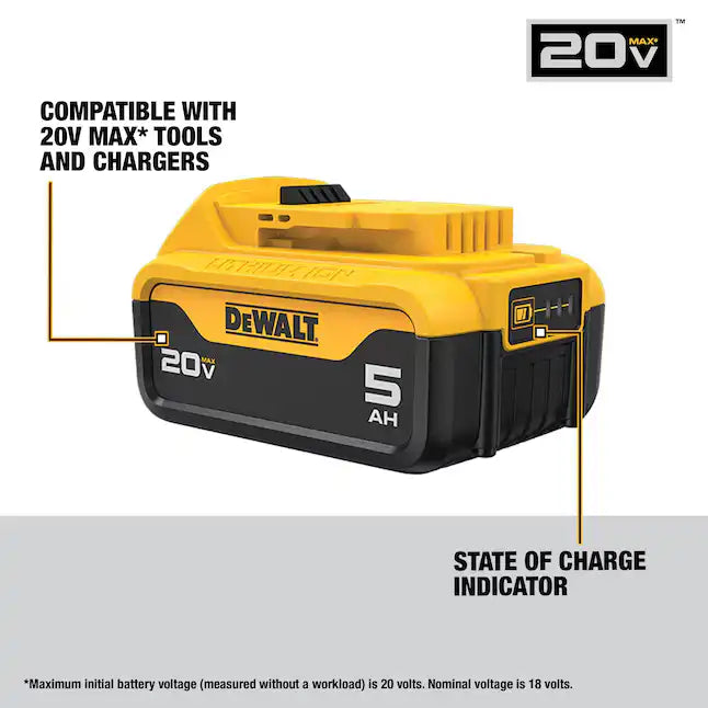 Dewalt 20V MAX 2-Pack 5Ah XR Lithium Ion Battery - DCB205-2