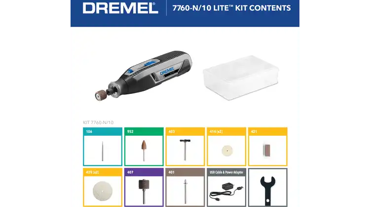 Dremel Lite Cordless Rotary Tool - 10 Accessories - Intermediate - 7760-N/10 - F0137760HP