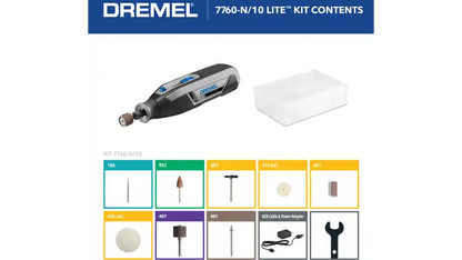 Dremel Lite Cordless Rotary Tool - 10 Accessories - Intermediate - 7760-N/10 - F0137760HP
