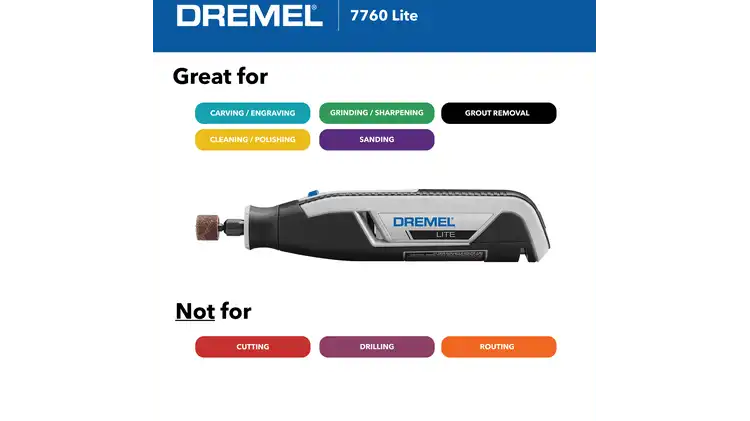 Dremel Lite Cordless Rotary Tool - 10 Accessories - Intermediate - 7760-N/10 - F0137760HP