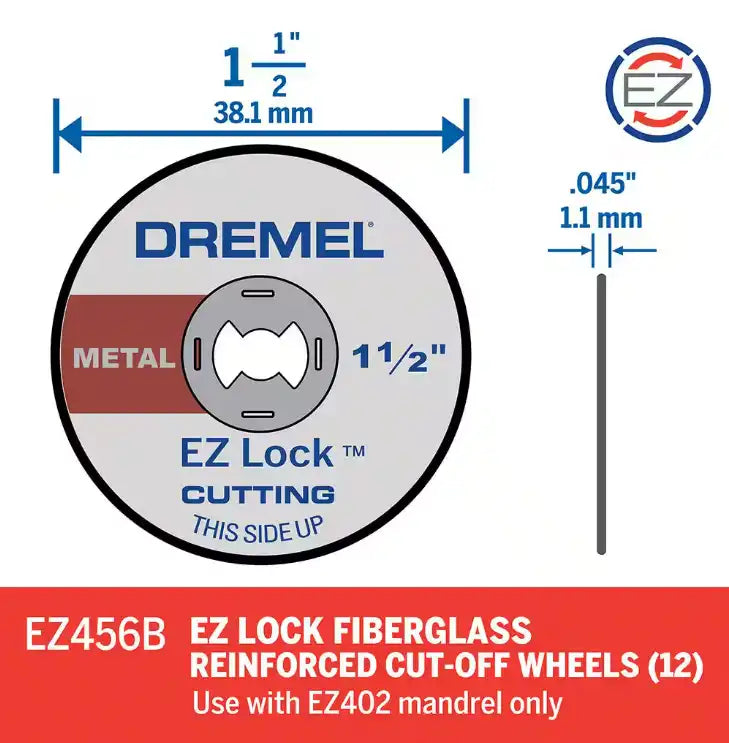 Dremel EZ456B EZ Lock Metal Cut Off Wheel - Metal Cutting - 12 Pack