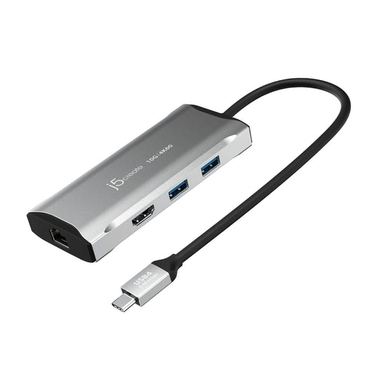 J5Create JCD392 4K60 Elite USB-C 10Gbps Travel Dock 6-in-1 Functions - Space Grey
