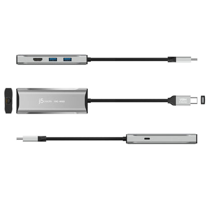 J5Create JCD392 4K60 Elite USB-C 10Gbps 6-in-1 Travel Dock - Space Grey