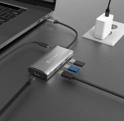 J5Create JCD392 4K60 Elite USB-C 10Gbps 6-in-1 Travel Dock - Space Grey