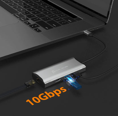 J5Create JCD392 4K60 Elite USB-C 10Gbps 6-in-1 Travel Dock - Space Grey