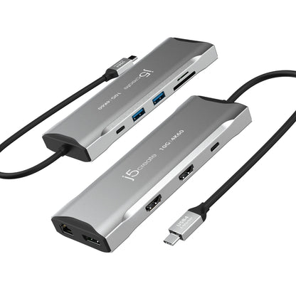 J5Create JCD397 4K60 Elite USB-C Triple Monitor 11-in-1 Mini Dock - Space Grey