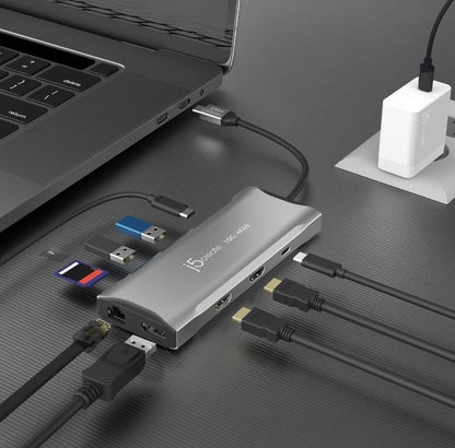 J5Create JCD397 4K60 Elite USB-C Triple Monitor 11-in-1 Mini Dock - Space Grey