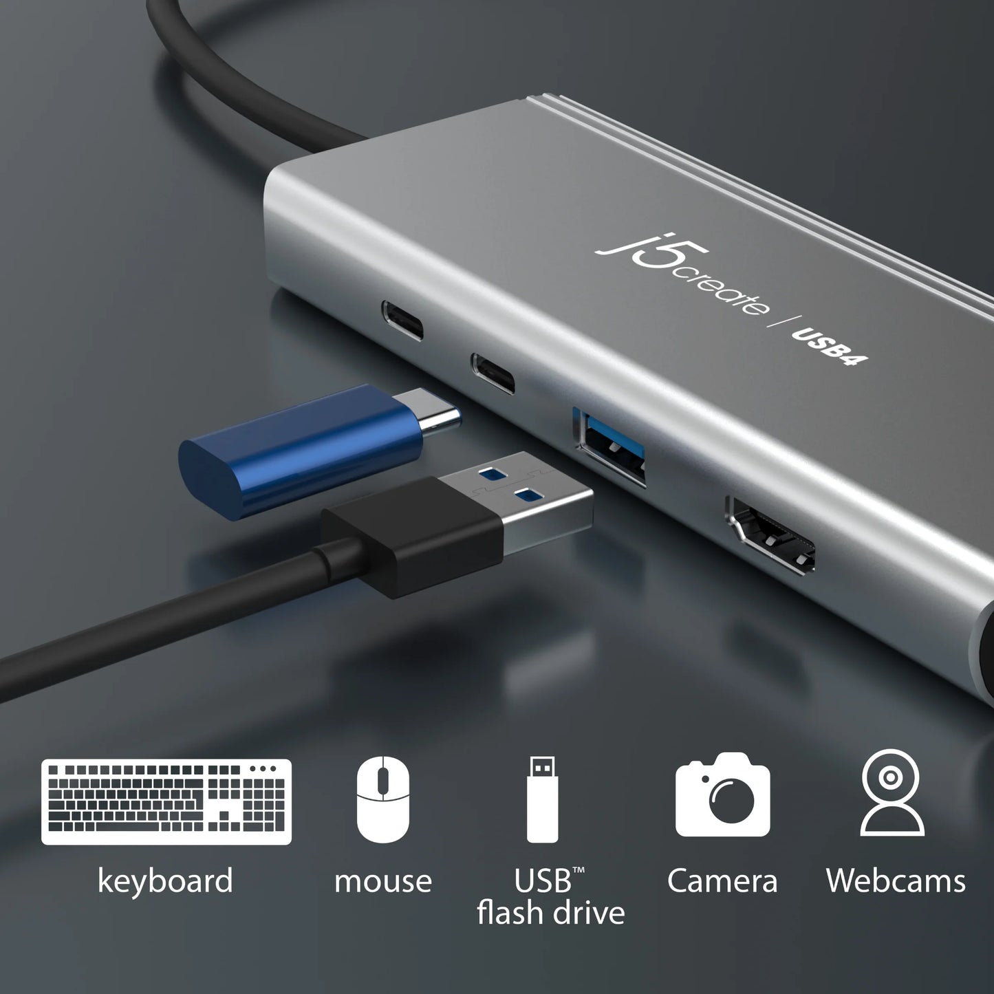 J5Create JCD401 USB4 Dual 4K Multi-Port 5-in-1 Hub
