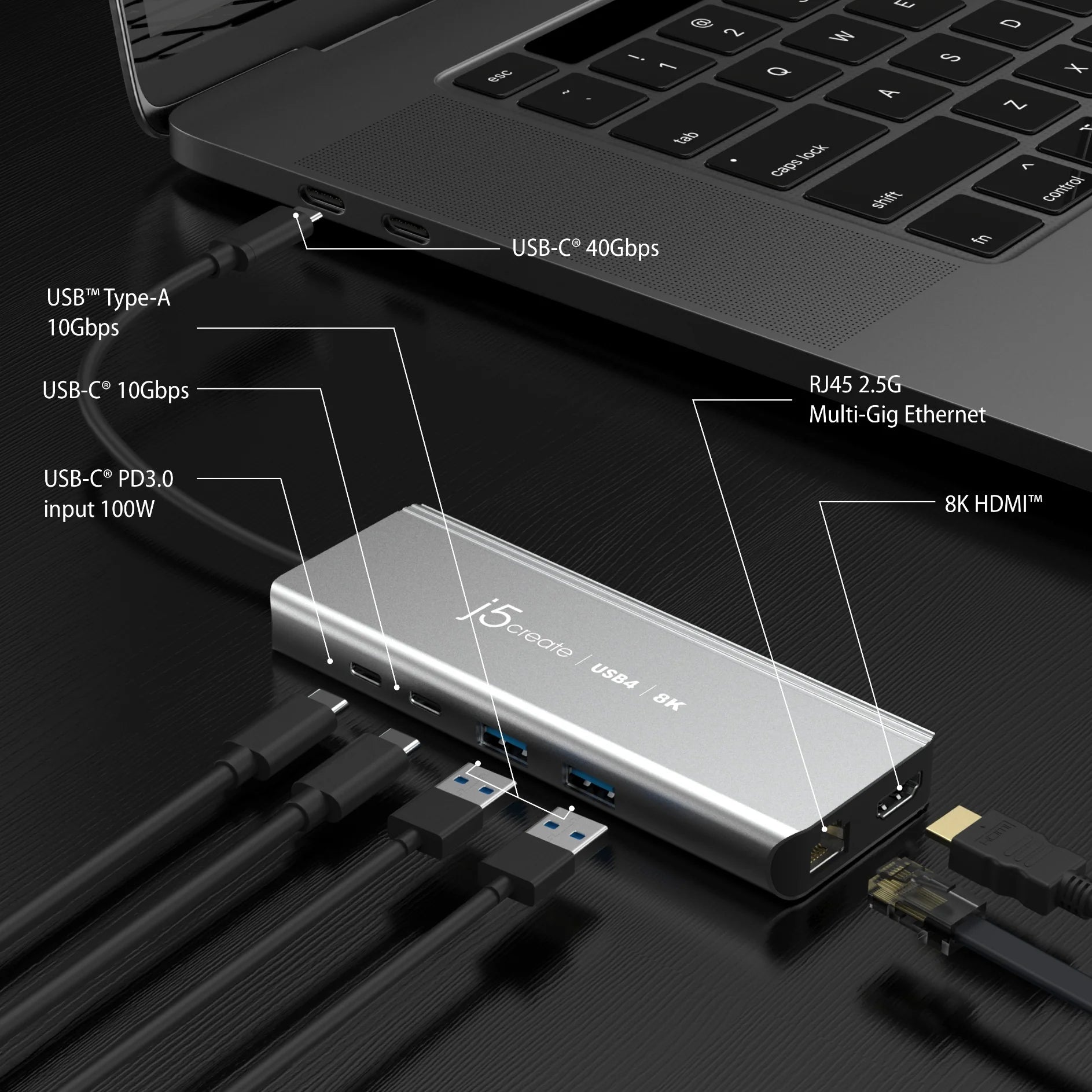 J5Create JCD403 USB4 8K Multi-Port 6-in-1 Hub