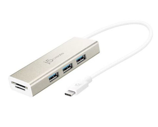 J5Create JCH347 USB 3.1 Type-C 3-Port Hub with SD/Micro SD Card Reader