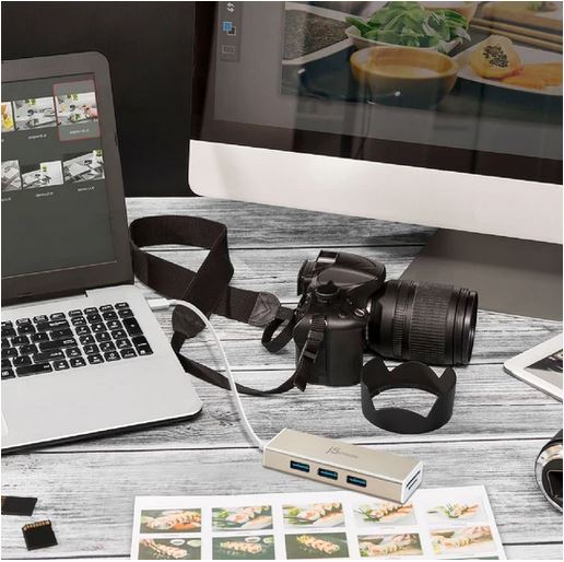 J5Create JCH347 USB 3.1 Type-C 3-Port Hub with SD/Micro SD Card Reader
