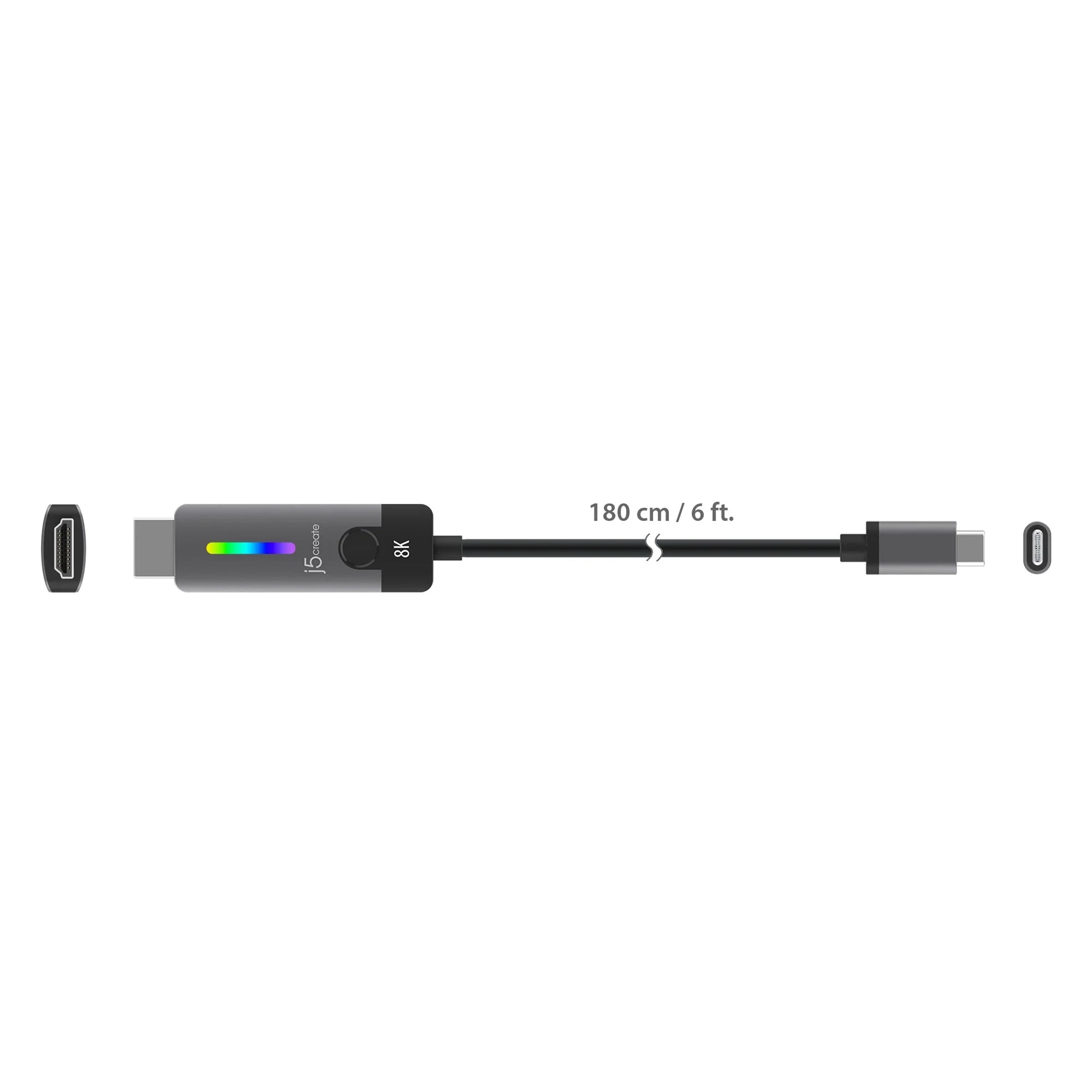 J5Create JCC157 6FT USB-C to HDMI 2.1 8K Cable