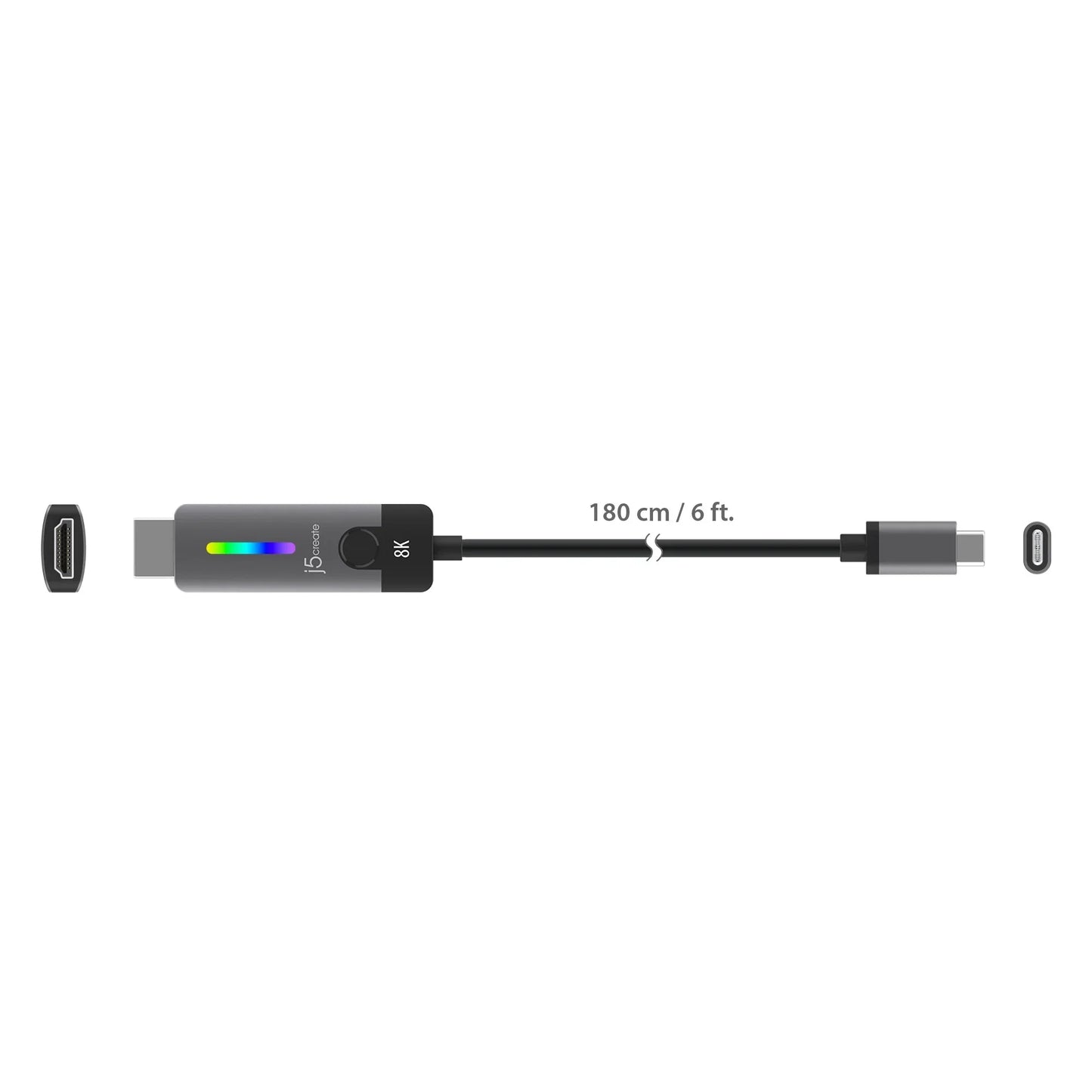 J5Create JCC157 6FT USB-C to HDMI 2.1 8K Cable