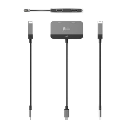 J5Create JCA465 8K USB-C to Dual HDMI Display Adapter - For macOS or Windows