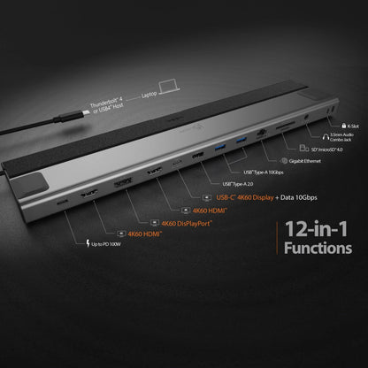 J5Create JCD554 USB4 Triple 4K Display Docking Station - 12-in-1 Functions