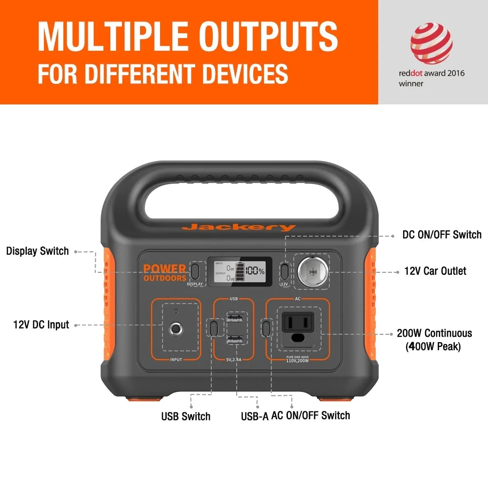 Jackery Explorer 290 Portable Power Station - Solar Generator Outdoors - 70-0290-USO004