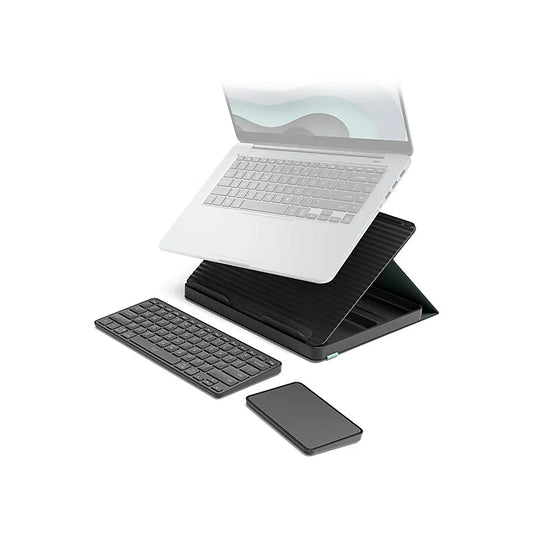 Logitech Casa Pop-Up Desk - Foldaway Desk Kit with Laptop Stand, Keyboard, and Touchpad - Classic Chic - 920-011236