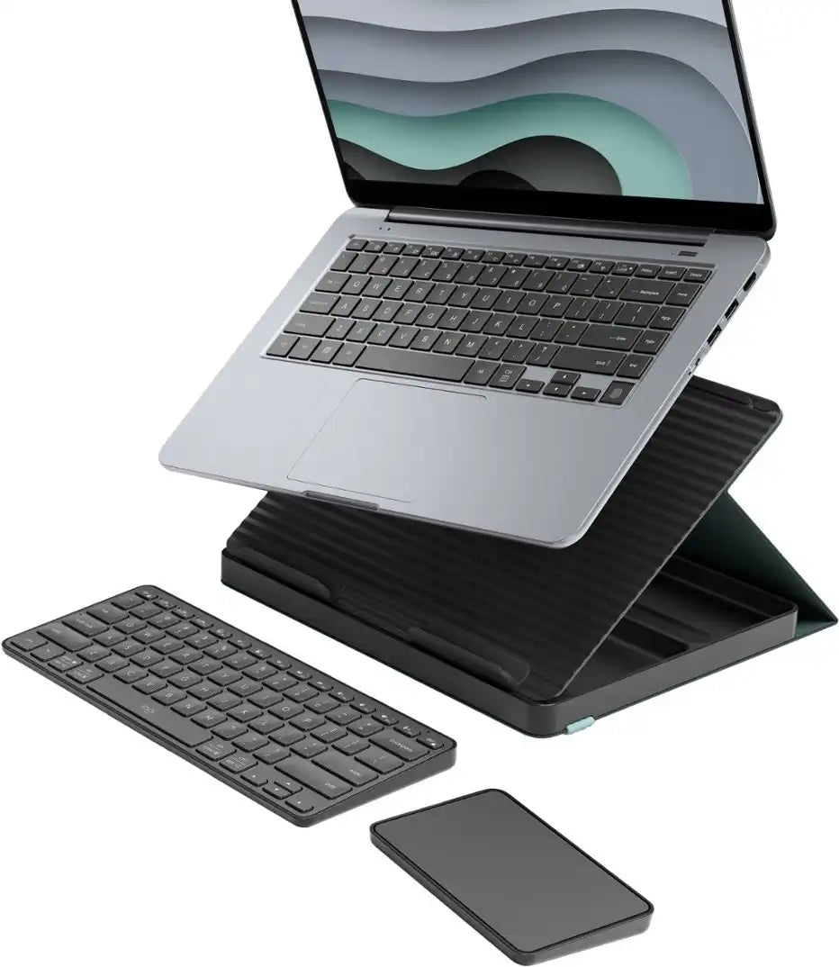 Logitech Casa Pop-Up Desk - Foldaway Desk Kit with Laptop Stand, Keyboard, and Touchpad - Classic Chic - 920-011236