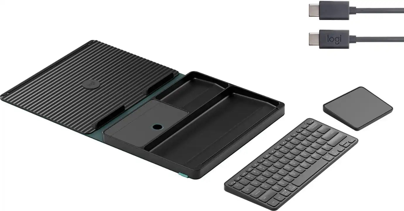 Logitech Casa Pop-Up Desk - Foldaway Desk Kit with Laptop Stand, Keyboard, and Touchpad - Classic Chic - 920-011236