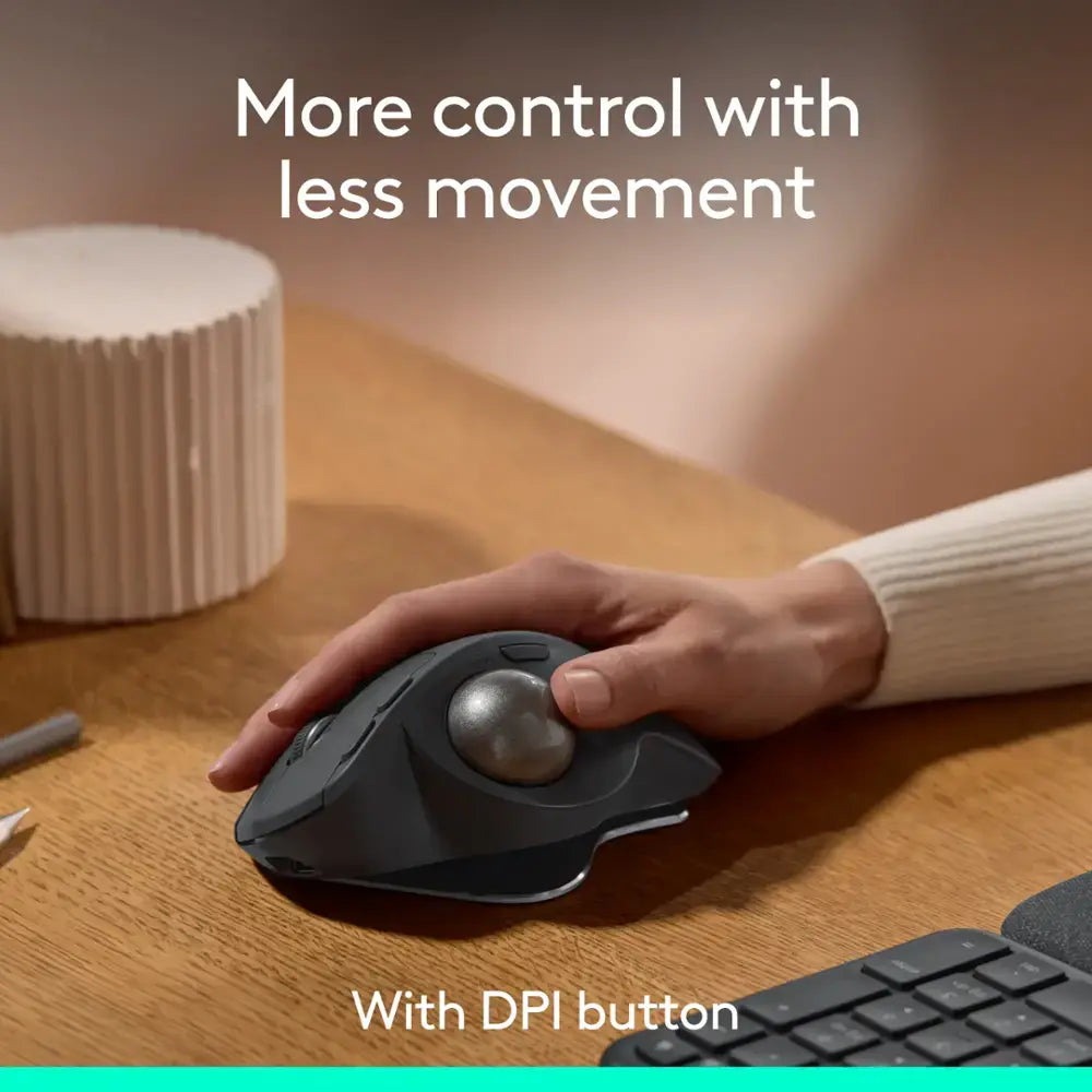 Logitech MX Ergo S Plus Advanced Wireless Ergonomic Trackball Mouse with Wedge - 910-007247 - Graphite