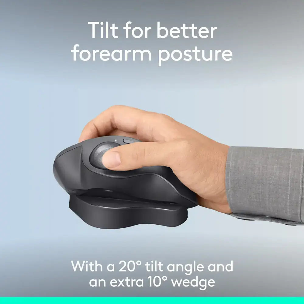 Logitech MX Ergo S Plus Advanced Wireless Ergonomic Trackball Mouse with Wedge - 910-007247 - Graphite