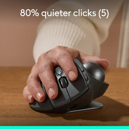 Logitech MX Ergo S Plus Advanced Wireless Ergonomic Trackball Mouse with Wedge - 910-007247 - Graphite