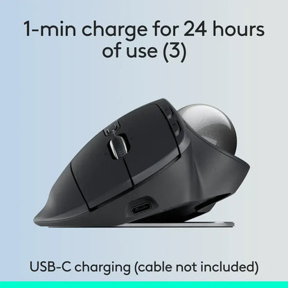 Logitech MX Ergo S Plus Advanced Wireless Ergonomic Trackball Mouse with Wedge - 910-007247 - Graphite