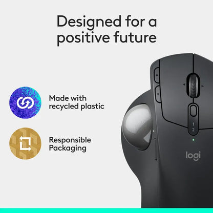 Logitech MX Ergo S Plus Advanced Wireless Ergonomic Trackball Mouse with Wedge - 910-007247 - Graphite