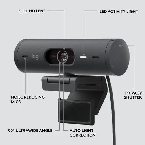 Logitech BRIO 500 Full HD Webcam with HDR 960-001493 - Graphite