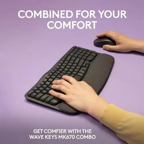Logitech Wave Keys MK670 Combo Wireless Ergonomic Keyboard and Mouse