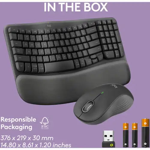 Logitech Wave Keys MK670 Combo Wireless Ergonomic Keyboard and Mouse