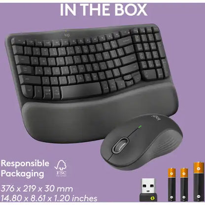 Logitech Wave Keys MK670 Combo Wireless Ergonomic Keyboard and Mouse