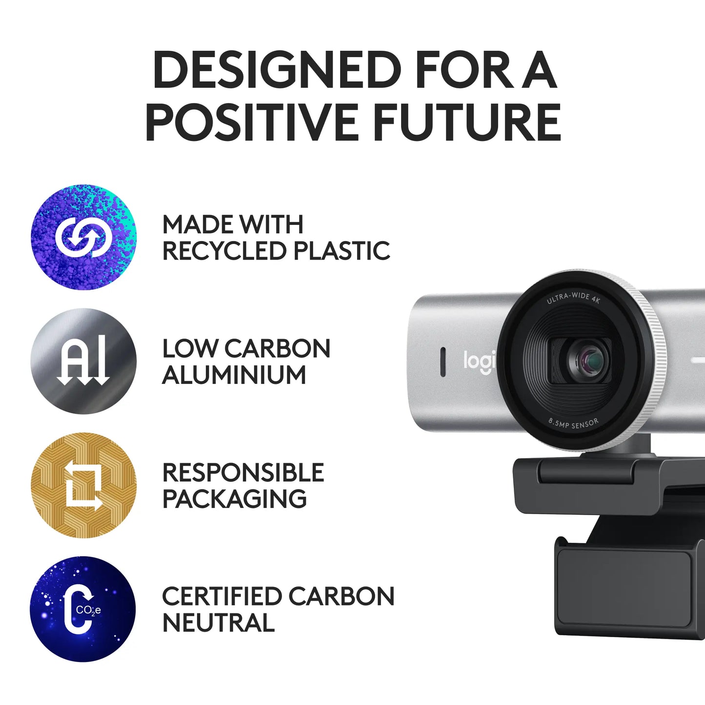 Logitech MX Brio 4K Ultra HD Collaboration and Streaming Webcam - Pale Gray