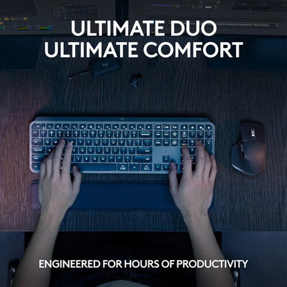 Logitech MX Keys S Combo - Black:  MX Master 3S Mouse, MX Keys S Keyboard, and MX Palm Rest