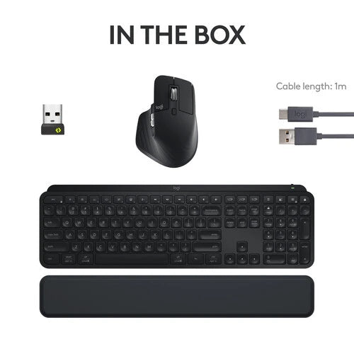 Logitech MX Keys S Combo - Black:  MX Master 3S Mouse, MX Keys S Keyboard, and MX Palm Rest