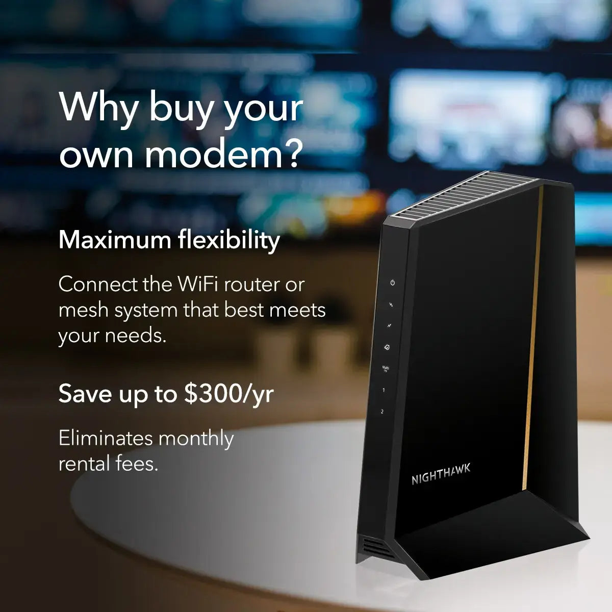 Netgear CM3000 Nighthawk High-Speed Cable Modem - Mid/high-Split DOCSIS 3.1  - Multi-Gig 2.5Gbps