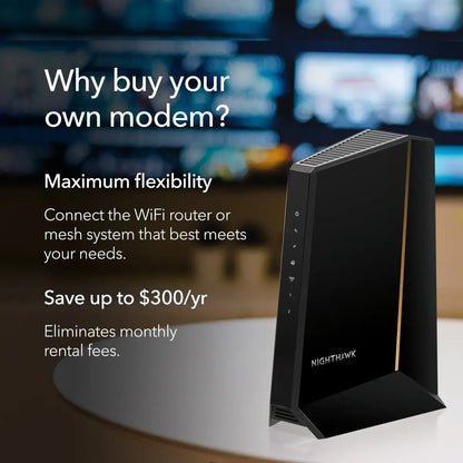 Netgear CM3000 Nighthawk High-Speed Cable Modem - Mid/high-Split DOCSIS 3.1  - Multi-Gig 2.5Gbps