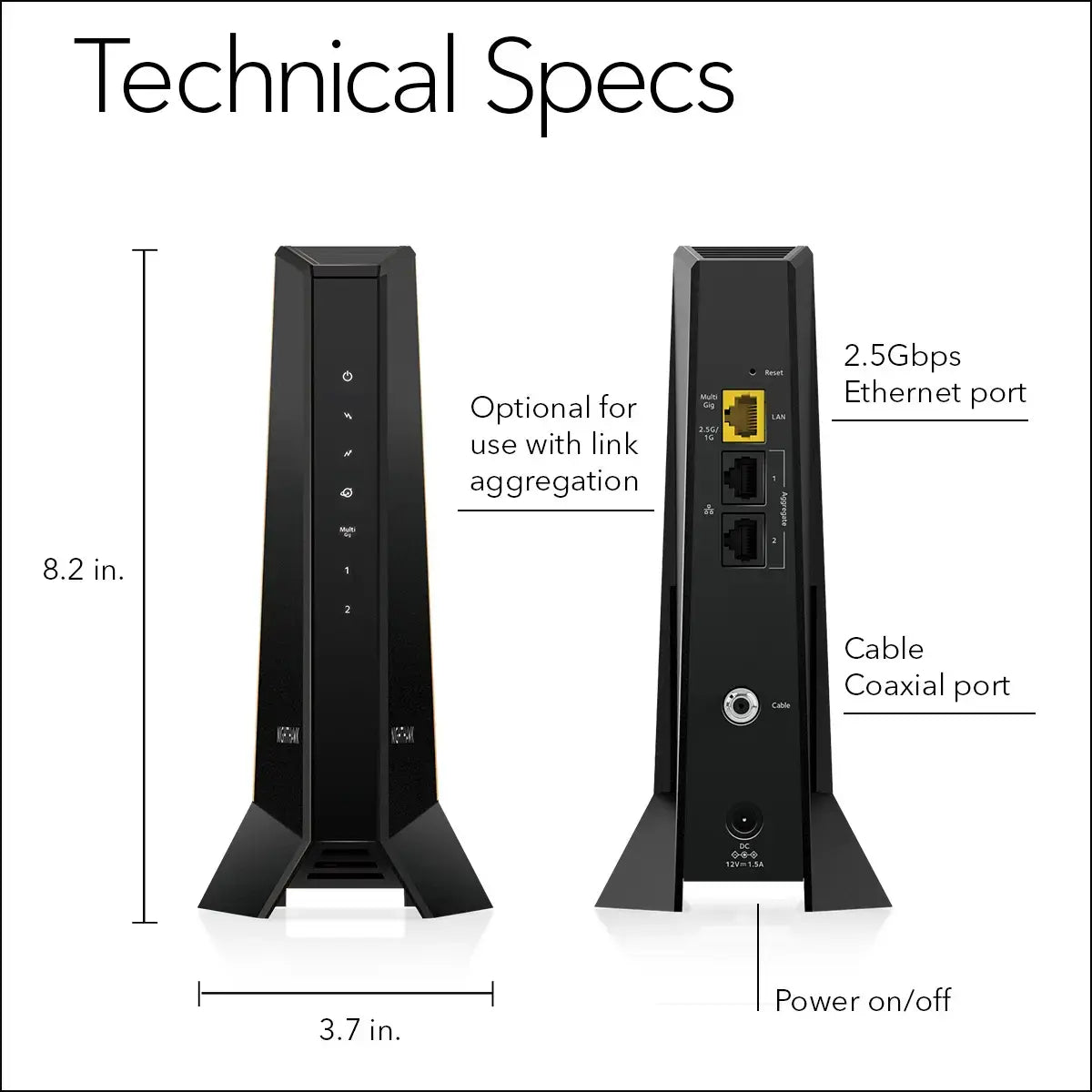 Netgear CM3000 Nighthawk High-Speed Cable Modem - Mid/high-Split DOCSIS 3.1  - Multi-Gig 2.5Gbps