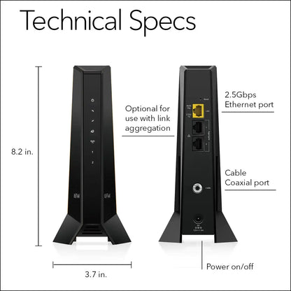 Netgear CM3000 Nighthawk High-Speed Cable Modem - Mid/high-Split DOCSIS 3.1  - Multi-Gig 2.5Gbps